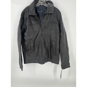 Tommy Hilfiger‎ Faux Leather Jacket Men's M Black Premium Finish Coat NWT